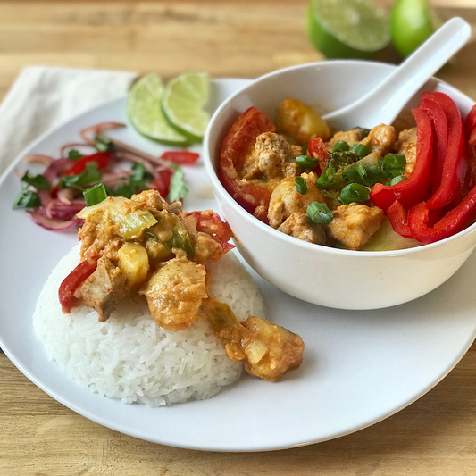 Yai's Thai Red Thai Coconut Curry with Pork and Vegetables